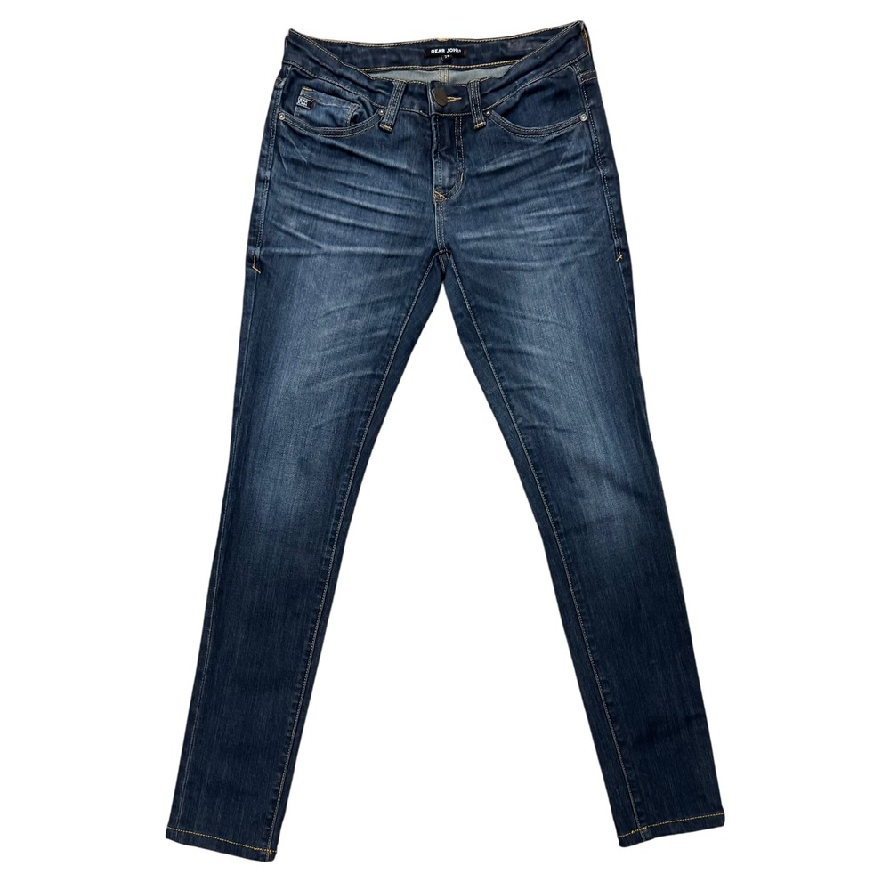 Dear John Women's Low Rise Distressed Denim Dark Wash Skinny Jeans SZ 26 W29/L28